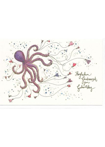 Glückwunschkarte Geburtstag hochwertig Oktopus