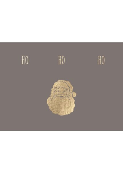 Weihnachtspostkarte Goldfolie gestanzter W-mann HoHoHo
