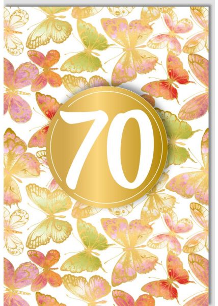 Geburtstagskarte 70 Jahre Schmetterlinge Applikation