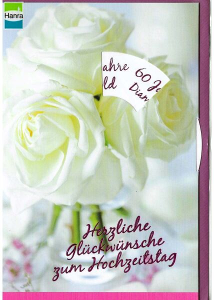 Hochzeitskarte Drehscheibe: weiße Rosen