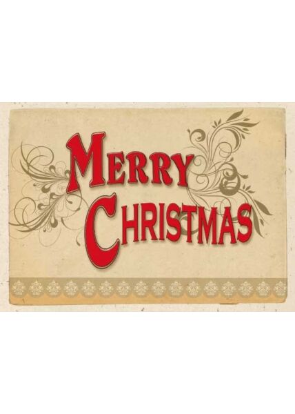 Retro Weihnachtspostkarte Merry Christmas Schrift rot