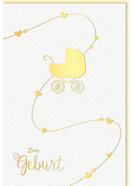 Babykarte gold Kinderwagen Spruch zur Geburt