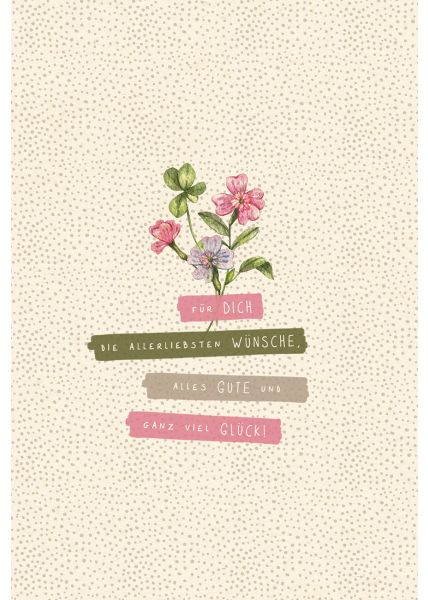 Postkarte Grüße Liebe Blumen, Zuckerrohrpapier