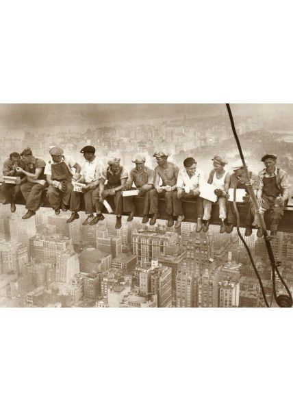 Postkarte im Retrostil Sky-Breakfast in New York City