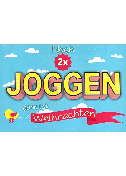 Postkarte witzig Spruch Noch 2x joggen.