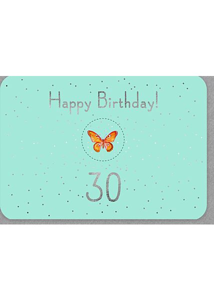 Geburtstagskarten 30 mit Silberfolie und Glitzerelementen