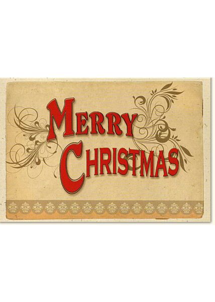 Weihnachtskarte nostalgisch Merry Christmas rote Schrift