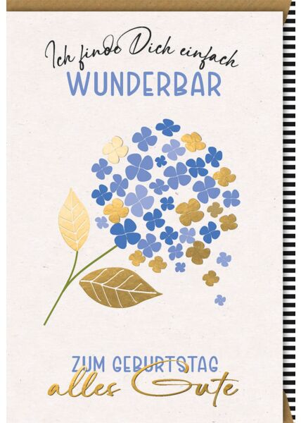 Geburtstagskarte für Partner Blume gold/blau