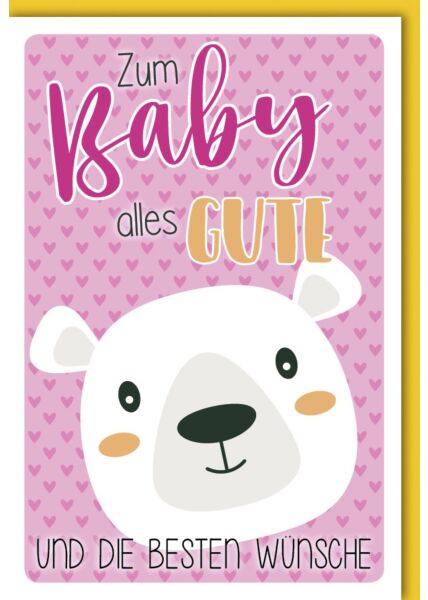 Glückwunschkarte Babykarte Mädchen Bärengesicht niedlich