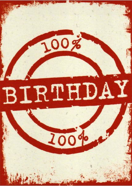 Geburtstagspostkarte retro 100% Birthday
