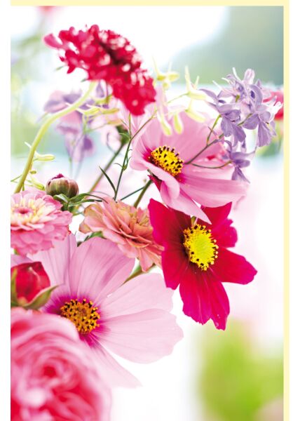 Fotogrußkarte Blumen Pinkfarbener bunter Strauß