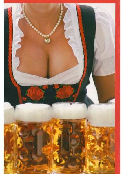 Grußkarte ohne Text Bier Oktoberfest Dirndl