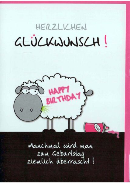 Geburstagskarte lustig: Schaf Happy Birthday pink