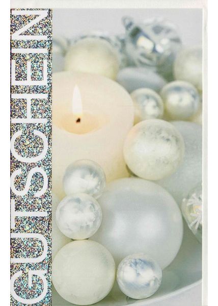 Weihnachtskarte Gutschein Silberfolie Glimmer Kerze