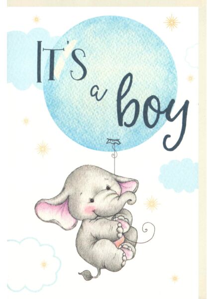 Karte Geburt Baby It´s a boy Naturpapier