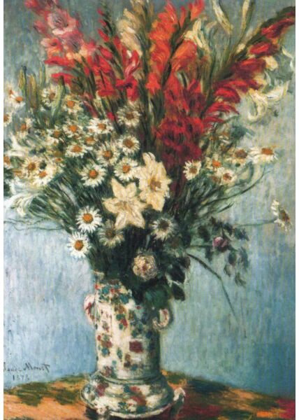 Kunstkarte Claude Monet - Bouquet of Gladioli, Lillies and Daisies