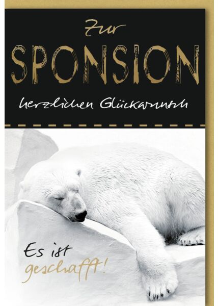 Glückwunschkarte zur Sponsion, Eisbär schlafend