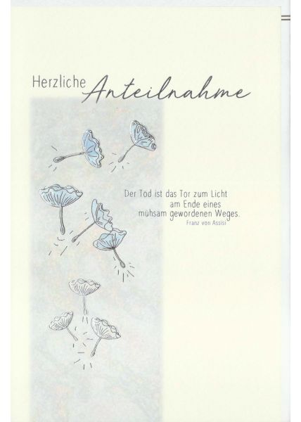 Kondolenzkarte Pusteblumen, Naturkarton, mit Silberfolie und Blindprägung
