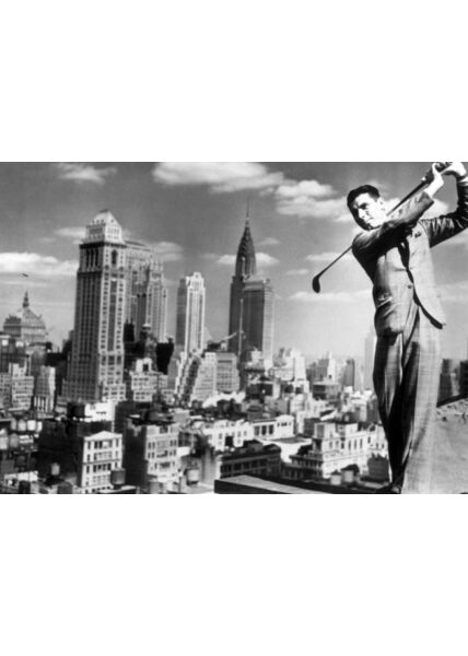 Postkarte schwarz weiß: Golf on the Roofs of New York City