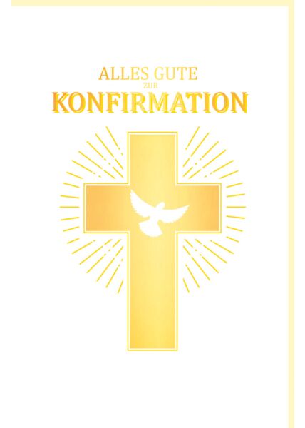 Konfirmationskarte Kreuz golden mit Taube