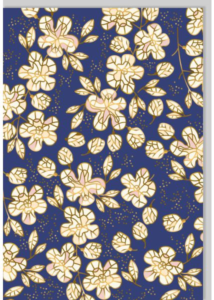 Blanko Karte hochwertig Gutsch Blau Goldfolie Blüten