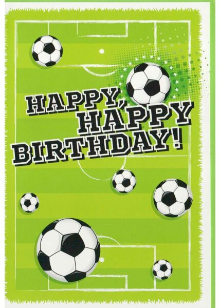 Geburtstagskarte für Fußballer mit Fußbällen