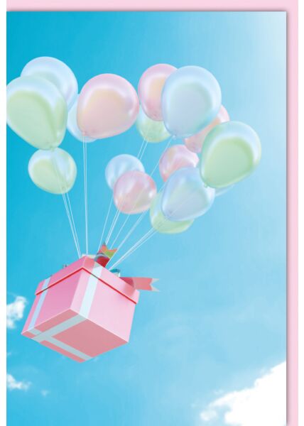 Blankokartekarte - Geschenk an Luftballons
