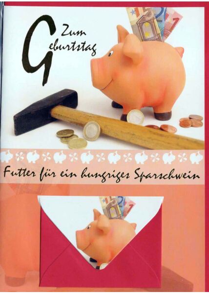 Geburtstagskarte mit Geldfach: Zum Geburtstag Sparschwein