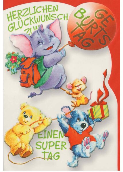 Geburtstagskarte Kinder Elefant Ballon