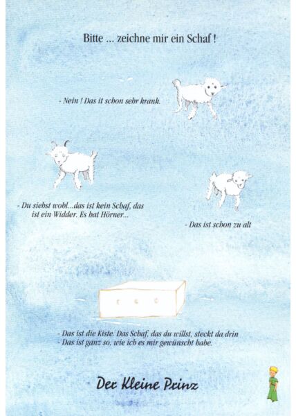 Postkarte Der kleine Prinz Bitte zeichne mir ein Schaf!