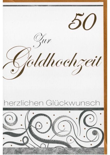 Glückwunschkarte Goldhochzeit Folienprägung und goldenes Kuvert