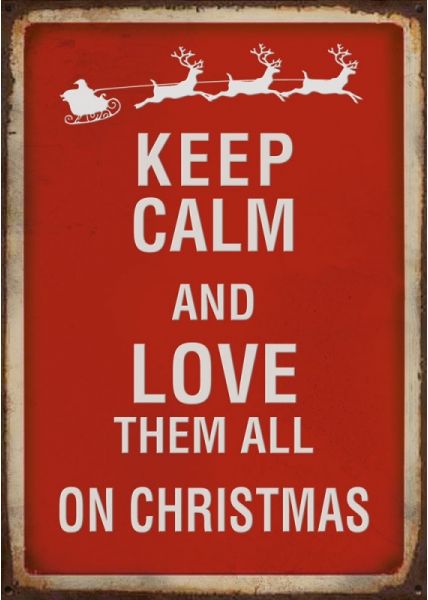 Weihnachtspostkarte: Keep calm and love them all on Christmas