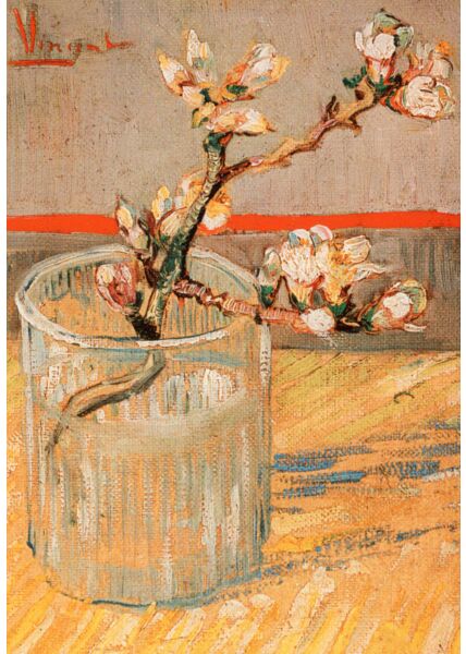 Kunstkarte Vincent van Gogh - Blühender Mandelbaumzweig in einem Glas