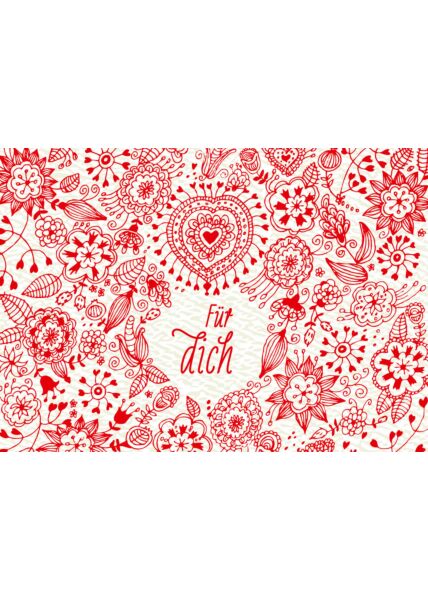 Postkarte Liebe Illustrationen rot Für dich