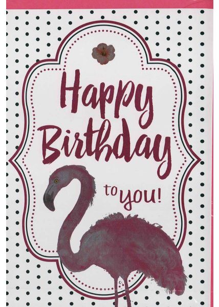Geburtstagskarte mit Flamingo: Happy Birthday to you