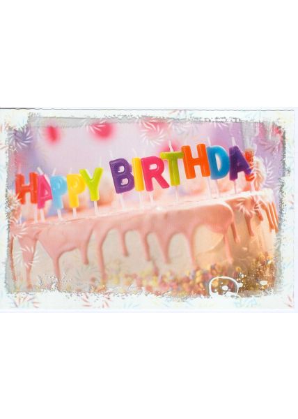 Happy Birthday Karte Kuchen Kerzen bunt