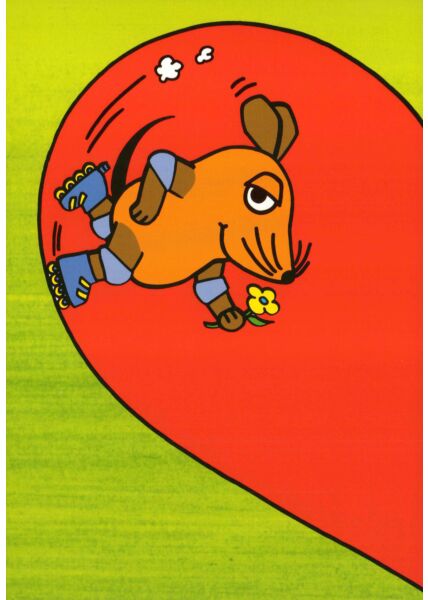 Maus-Postkarte Maus im halben Herz Teil 1