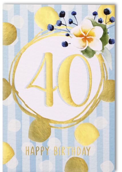 Geburtstagskarten 40. Geburtstag 40 in goldenem Kreis