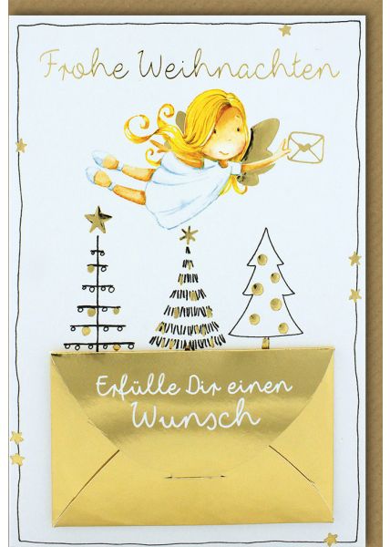 Weihnachtskarte schön Spruch Frohe Weihnachten erfülle dir einen Wunsch