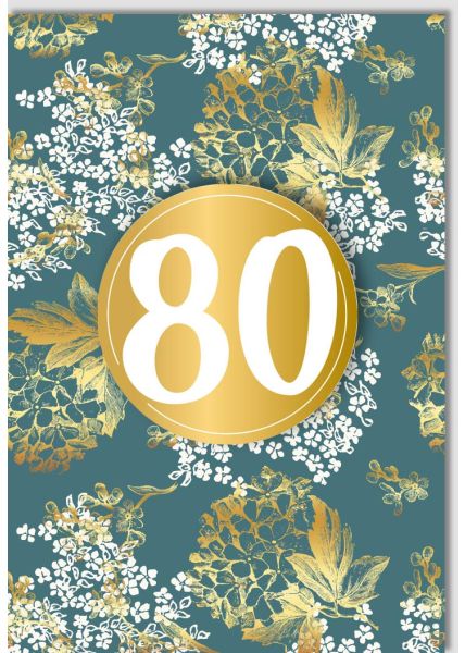 Geburtstagskarte 80 Jahre Blätter Gold Applikation