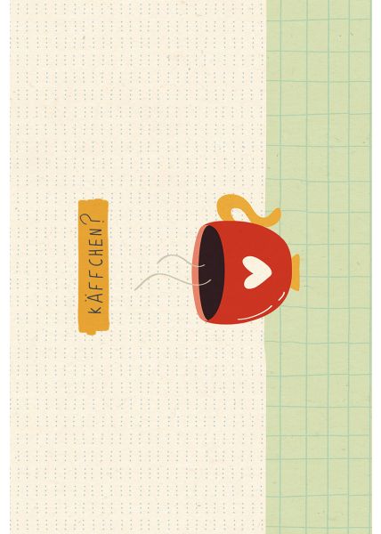 Postkarte Spruch Käffchen Tasse Kaffee, Zuckerrohrpapier