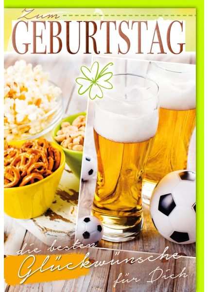 Geburtstagskarte für Männer - Glückwunschkarte Geburtstag - Bier und Snacks - Blindprägung - Happy Birthday