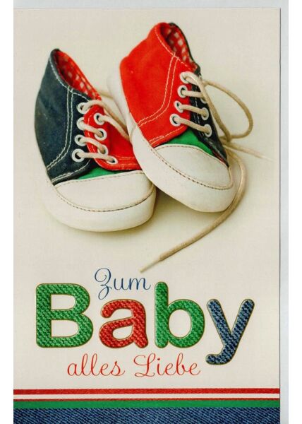 Karte Geburt Baby Schuhe alles Liebe