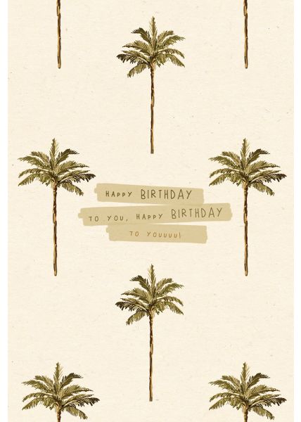 Postkarte Geburtstag Palmen, Zuckerrohrpapier