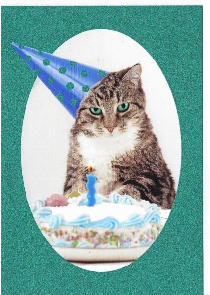 Geburtstagskarte Glimmerlack lustig Katze