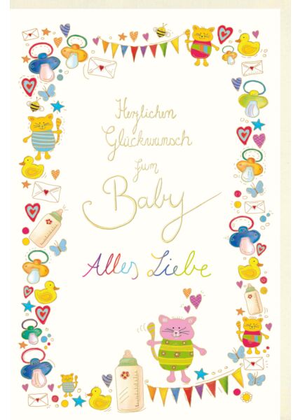 Glückwunschkarte Geburt Naturkarton zum Baby Alles Liebe