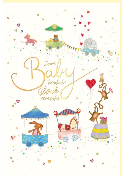 Glückwunschkarte Baby Naturkarton hochwertig Zum Baby herzliche Glückwünsche