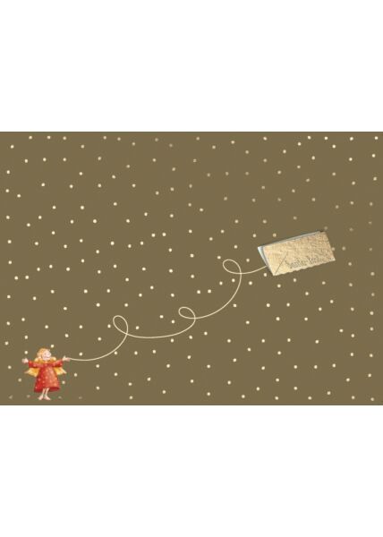 Weihnachtspostkarte Santa Post - Engel mit Umschlag
