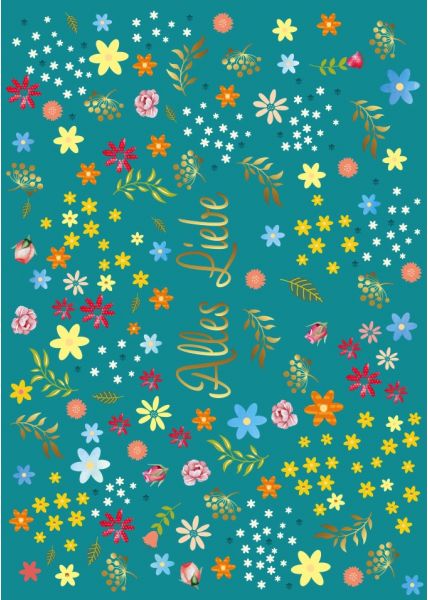 Postkarte Freundschaft Liebe Alles Liebe Blumen Grüße Folienprägung