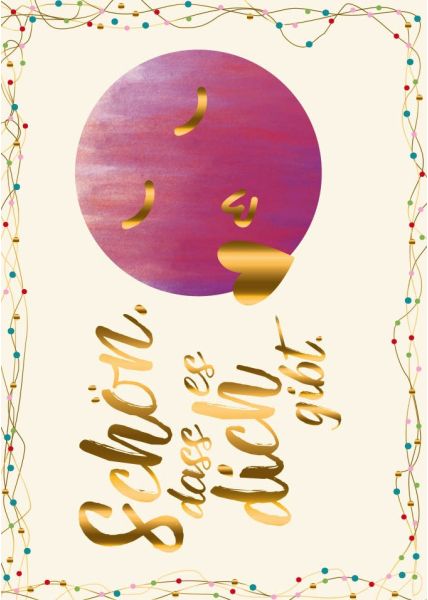 Postkarte Spruch Schön das es dich gibt Herz Folienprägung